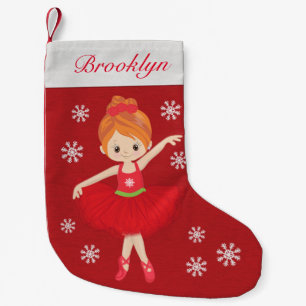 Petite Chaussette De Noël Ballerina de Noël aux cheveux rouges personnalisés