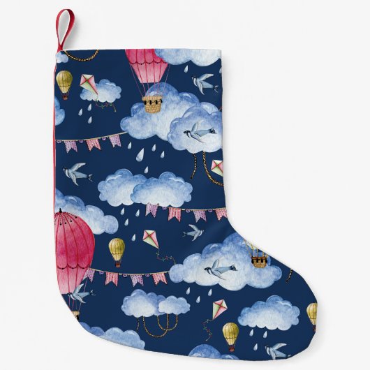 Petite Chaussette De Noël Ballons Whimsical : Motif de nuage d'aquarelle (Devant)