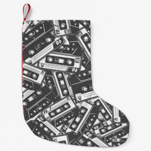 Petite Chaussette De Noël Bande de cassette : Motif Vintage monochrome