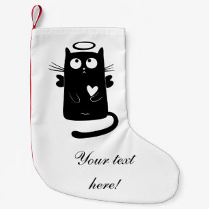 Petite Chaussette De Noël Bande dessinée angélique de chat noir