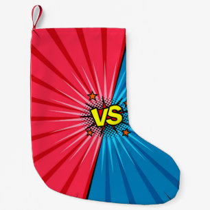 Petite Chaussette De Noël Bande dessinée contre arrière - plan, style pop-ar