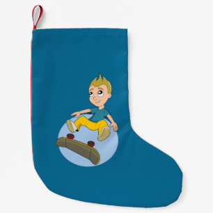 Petite Chaussette De Noël Bande dessinée faisante de la planche à roulette