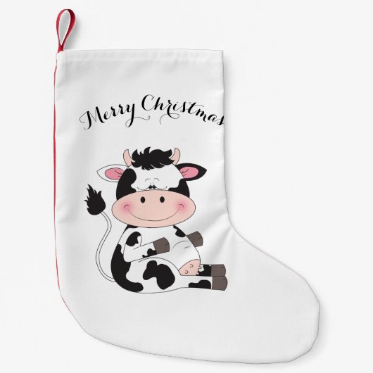 Petite Chaussette De Noël Bande dessinée mignonne de vache à bébé (Devant)