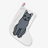 Petite Chaussette De Noël Bande dessinée russe de chat bleu (Devant (Accrochage))