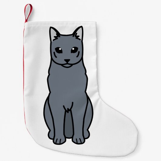 Petite Chaussette De Noël Bande dessinée russe de chat bleu (Devant)