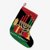 Petite Chaussette De Noël bande diagonale Happy Kwanzaa bas (Devant (Accrochage))
