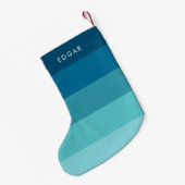 Petite Chaussette De Noël Bandes bleues modernes (Dos (Accrochage))
