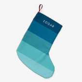 Petite Chaussette De Noël Bandes bleues modernes (Devant (Accrochage))