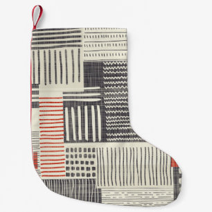 Petite Chaussette De Noël Bandes géométriques dessinées à la main, motif san