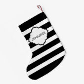 Petite Chaussette De Noël Bandes Horizontales Noires Et Blanches (Dos (Accrochage))