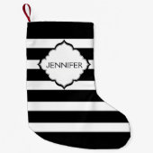 Petite Chaussette De Noël Bandes Horizontales Noires Et Blanches (Devant)