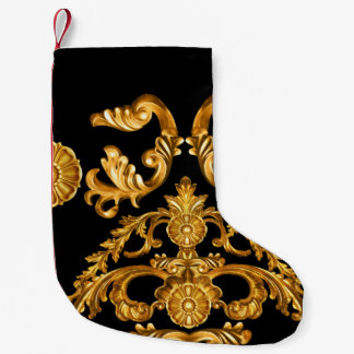 Petite Chaussette De Noël Baroque d'or, éléments ornementaux.