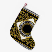 Petite Chaussette De Noël Baroque d'or : frontière noire grecque (Devant (Accrochage))