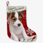 Petite Chaussette De Noël Bas adorable de Noël de chiot de Jack Russell (Devant)