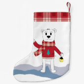 Petite Chaussette De Noël Bas avec la frontière de plaid de faux et l'ours (Dos)
