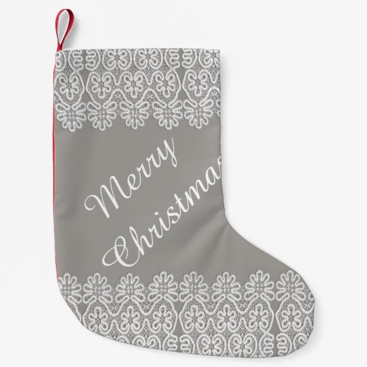 Petite Chaussette De Noël Bas blanc de Noël de dentelle (Devant)