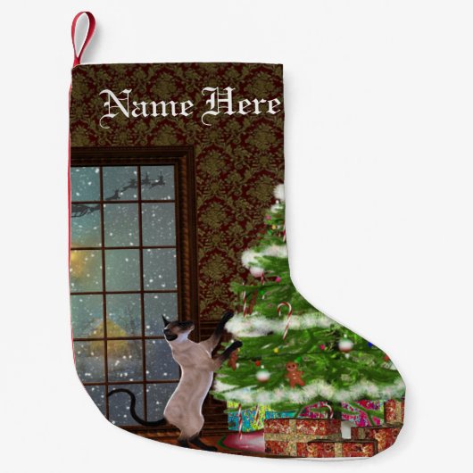 Petite Chaussette De Noël Bas d'arbre de Chistmas de chat (Devant)