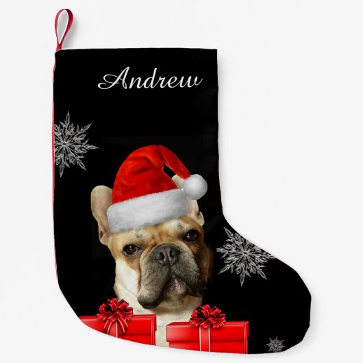 Petite Chaussette De Noël Bas de bouledogue français de Noël (Devant)