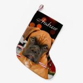 Petite Chaussette De Noël Bas de chien de boxeur de Noël (Devant (Accrochage))
