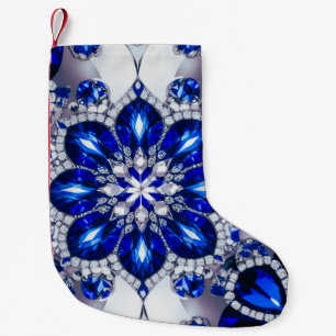 Petite Chaussette De Noël Bas de Noël aux couleurs Bleues Blances