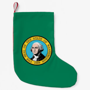 Petite Chaussette De Noël Bas de Noël avec le drapeau de l'État de Washingto