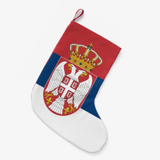Petite Chaussette De Noël Bas de Noël avec le drapeau de Serbie (Devant (Accrochage))