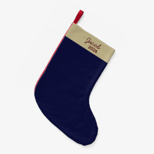 Petite Chaussette De Noël Bas de Noël bleu marine personnalisé avec nom