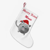 Petite Chaussette De Noël Bas de Noël de chat de gris argenté (Devant (Accrochage))