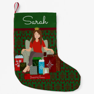 Petite Chaussette De Noël Bas de Noël de la Reine Brunette du Shopping