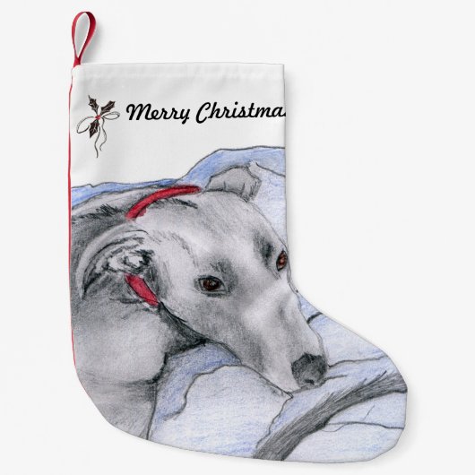 Petite Chaussette De Noël Bas de Noël de lévrier (a33) (Devant)