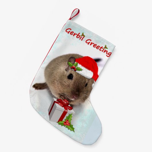Petite Chaussette De Noël Bas de Noël de salutations de gerbille (Devant (Accrochage))