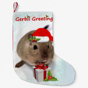 Petite Chaussette De Noël Bas de Noël de salutations de gerbille