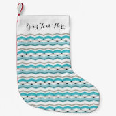 Petite Chaussette De Noël Bas de Noël de turquoise de Chevron (Devant)