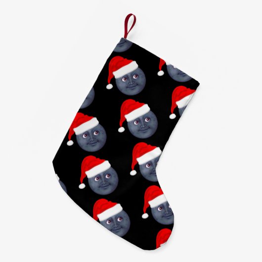 Petite Chaussette De Noël Bas de Noël d'Emoji de lune de Noël (Devant (Accrochage))