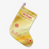 Petite Chaussette De Noël Bas de Noël d'or de Monogramed (Devant (Accrochage))