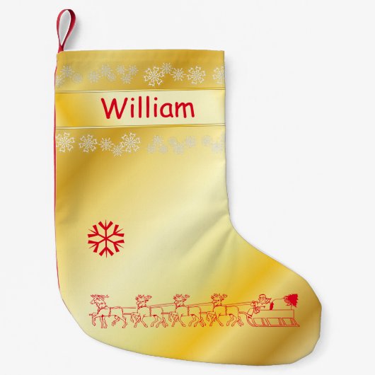 Petite Chaussette De Noël Bas de Noël d'or de Monogramed (Devant)