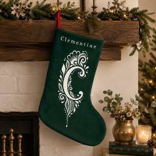 Petite Chaussette De Noël Bas de Noël personnalisé Monogramme botanique Lett