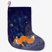 Petite Chaussette De Noël Bas de Noël Renard en course (Devant)