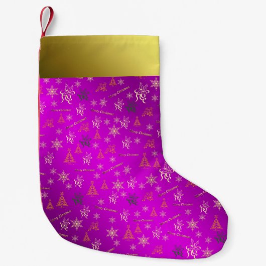 Petite Chaussette De Noël bas de noël rose et or (Devant)