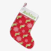 Petite Chaussette De Noël Bas de Noël vert Rouge Personnalisé (Devant (Accrochage))