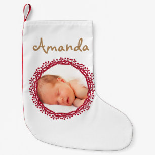 Petite Chaussette De Noël Bas de photo de guirlande de baie de Noël