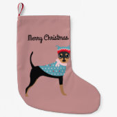 Petite Chaussette De Noël Bas de Pinscher miniature d'hiver de Joyeux Noël (Devant)