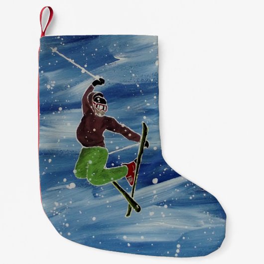 Petite Chaussette De Noël Bas de thème de ski (Devant)
