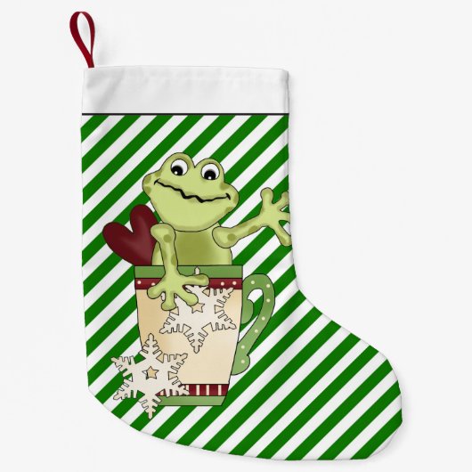 Petite Chaussette De Noël Bas de vacances de grenouille de café de Noël (Devant)
