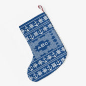 Petite Chaussette De Noël Bas fait sur commande nautique de monogramme et de (Dos (Accrochage))
