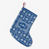 Petite Chaussette De Noël Bas fait sur commande nautique de monogramme et de (Devant (Accrochage))