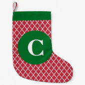 Petite Chaussette De Noël Bas marocain rouge et vert d'initiale d'impression (Devant)