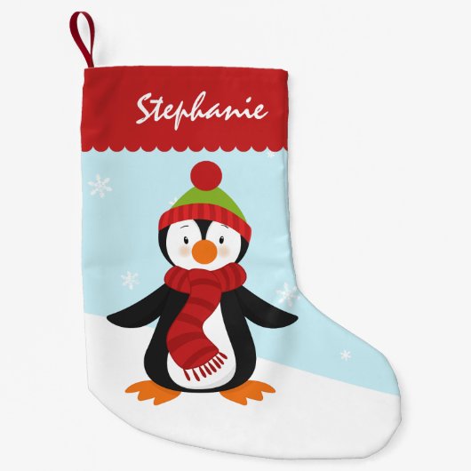 Petite Chaussette De Noël Bas mignon de Noël de pingouin (Devant)