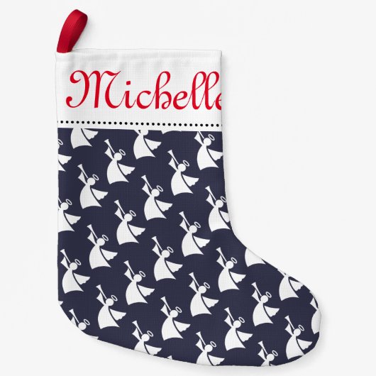 Petite Chaussette De Noël Bas personnalisé de Noël avec le motif d'ange (Devant)