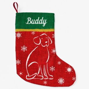 Petite Chaussette De Noël Bas rouge de Noël d'animal familier de toile de